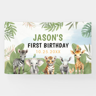 Safari Wild One 1st Boy Verjaardag Spandoek