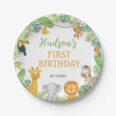Safari Wild One Animals Birthday Party Papieren Bordje (Voorkant)