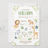 Safari Wild One Animals Oerwoud Zoo Boy Birthday Kaart (Voorkant)