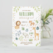 Safari Wild One Animals Oerwoud Zoo Boy Birthday Kaart (Staand voorkant)