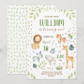 Safari Wild One Animals Oerwoud Zoo Boy Birthday Kaart (Voorkant / Achterkant)