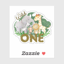 Safari Wild One Animals Tropische bladeren Sticker