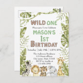 Safari Wild One Aquarel 1e Verjaardag Briefkaart (Voorkant / Achterkant)