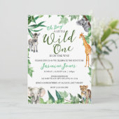 Safari Wild One Baby Boy Shower Kaart (Staand voorkant)