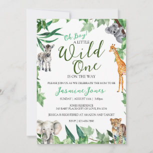 Safari Wild One Baby Boy Shower Kaart