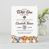 Safari Wild One Baby Dieren Baby shower Kaart (Staand voorkant)