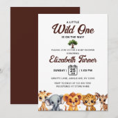 Safari Wild One Baby Dieren Baby shower Kaart (Voorkant / Achterkant)
