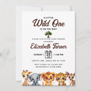 Safari Wild One Baby Dieren Baby shower Kaart