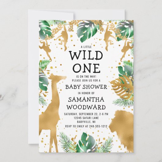Safari Wild One Baby shower Invitation (Voorkant)
