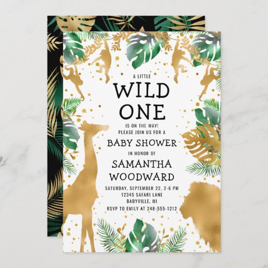 Safari Wild One Baby shower Invitation (Voorkant / Achterkant)