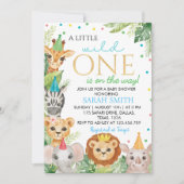 Safari Wild One Baby shower Invitation Kaart (Voorkant)
