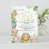 Safari Wild One Baby shower Invitation Kaart (Staand voorkant)
