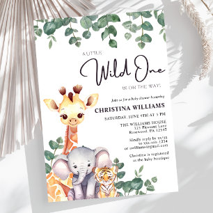 Safari Wild One-Baby shower Kaart