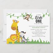 Safari Wild One Baby shower Oerwoud Animals Cute Kaart (Voorkant)