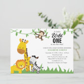 Safari Wild One Baby shower Oerwoud Animals Cute Kaart (Staand voorkant)