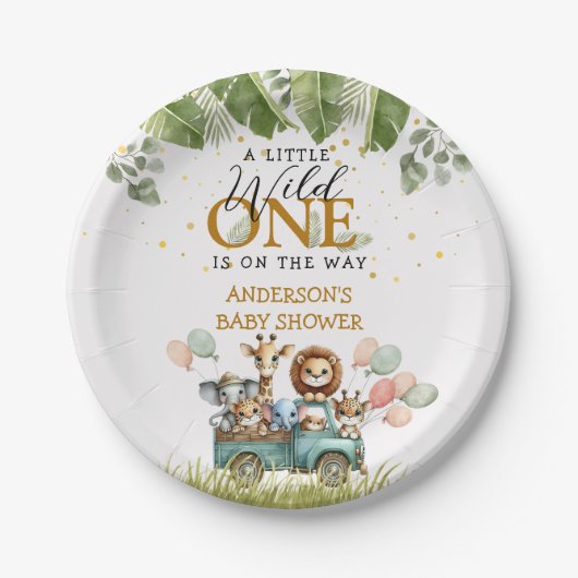 Safari Wild One-Baby shower Papieren Bordje (Voorkant)