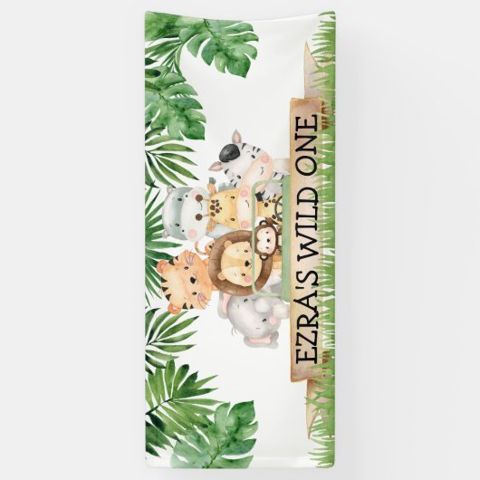 Safari Wild One Birthday Banner (Verticaal)