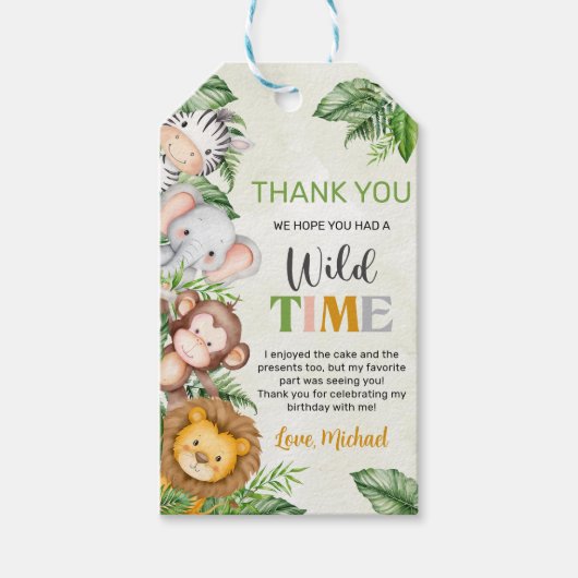 Safari Wild One Birthday Cadeaulabel (Voorkant)