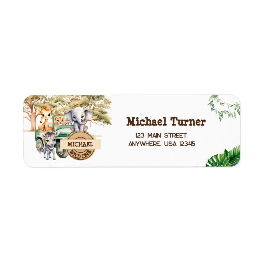 Safari Wild One Birthday Etiket (Voorkant)