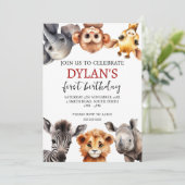 Safari Wild One Birthday Invitation Kaart (Staand voorkant)