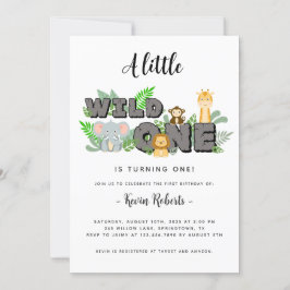 Safari Wild One Birthday Invitation Kaart