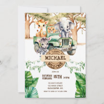 Safari Wild One Birthday Invitation