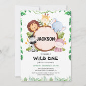 Safari Wild One Birthday Invitation Kaart (Voorkant)