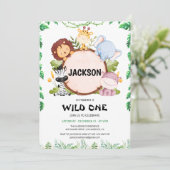 Safari Wild One Birthday Invitation Kaart (Staand voorkant)