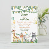Safari Wild One Birthday Invitation Kaart (Staand voorkant)