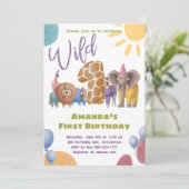 Safari Wild One Birthday Invitation Kaart (Staand voorkant)