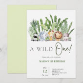 Safari Wild One Birthday Kaart (Voorkant / Achterkant)