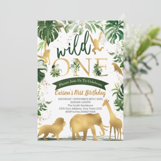 Safari Wild One Birthday Kaart (Staand voorkant)