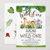 Safari Wild One Birthday Kaart (Voorkant / Achterkant)