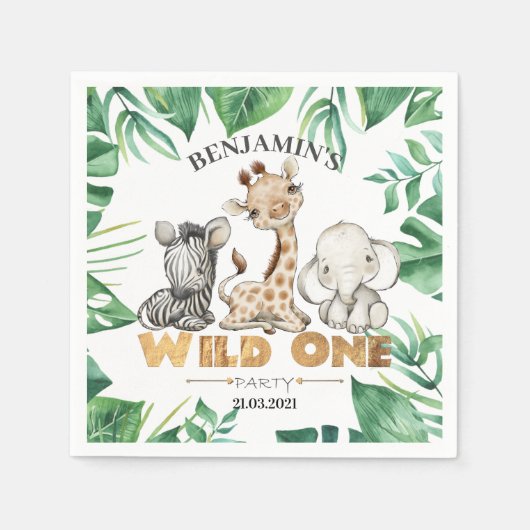 Safari Wild One Birthday Napkins Servet (Voorkant)