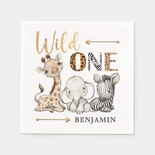 Safari Wild One Birthday Napkins Servet (Voorkant)