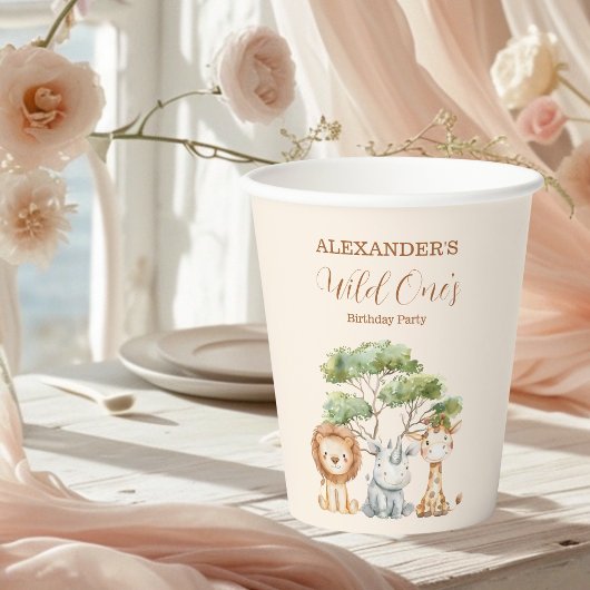 Safari Wild One Birthday Papieren Bekers