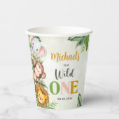 Safari Wild One Birthday Papieren Bekers (Voorkant)