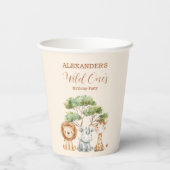 Safari Wild One Birthday Papieren Bekers (Achterkant)