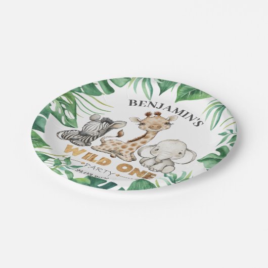 Safari Wild One Birthday Papieren Bordje (Gekanteld)