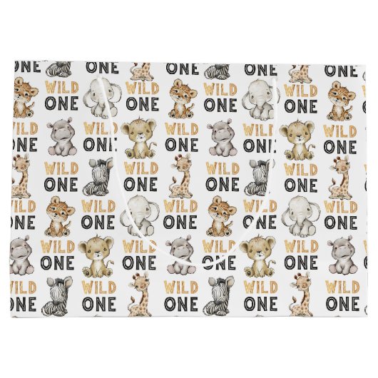 Safari Wild One Birthday Party Groot Cadeauzakje (Achterkant)