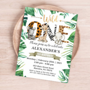 Safari Wild One Birthday Party Invitation Briefkaart