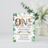 Safari Wild One Birthday Party Invitation Briefkaart (Staand voorkant)