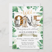 Safari Wild One Birthday Party Invitation Kaart (Voorkant)