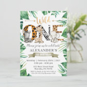 Safari Wild One Birthday Party Invitation Kaart (Staand voorkant)