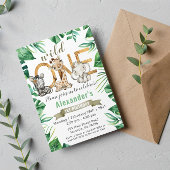 Safari Wild One Birthday Party Invitation Kaart