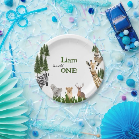 Safari Wild One Birthday Party Paper Borden Papieren Bordje (Feest)