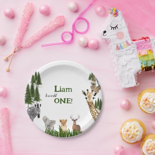 Safari Wild One Birthday Party Paper Borden Papieren Bordje (Feest)