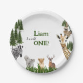 Safari Wild One Birthday Party Paper Borden Papieren Bordje (Voorkant)