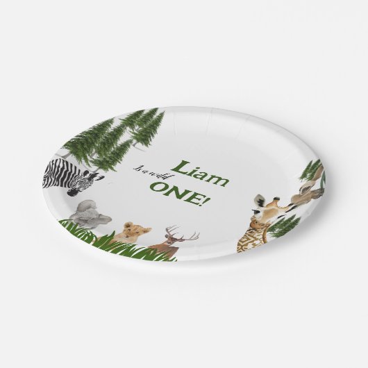Safari Wild One Birthday Party Paper Borden Papieren Bordje (Gekanteld)