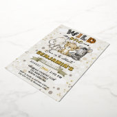 Safari Wild One Birthday Party Real Gold Foil Folie Uitnodiging (Gedraaid)